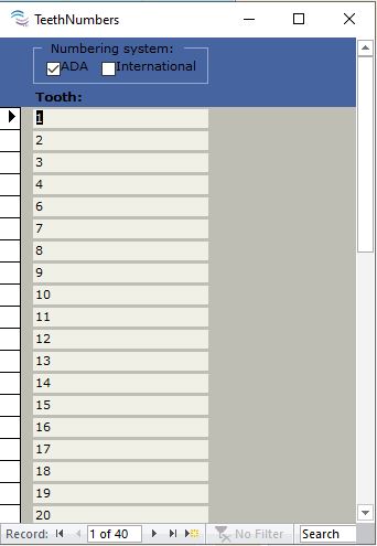 International Numbering Teeth 4+ Hundred Tooth Chart Numbers